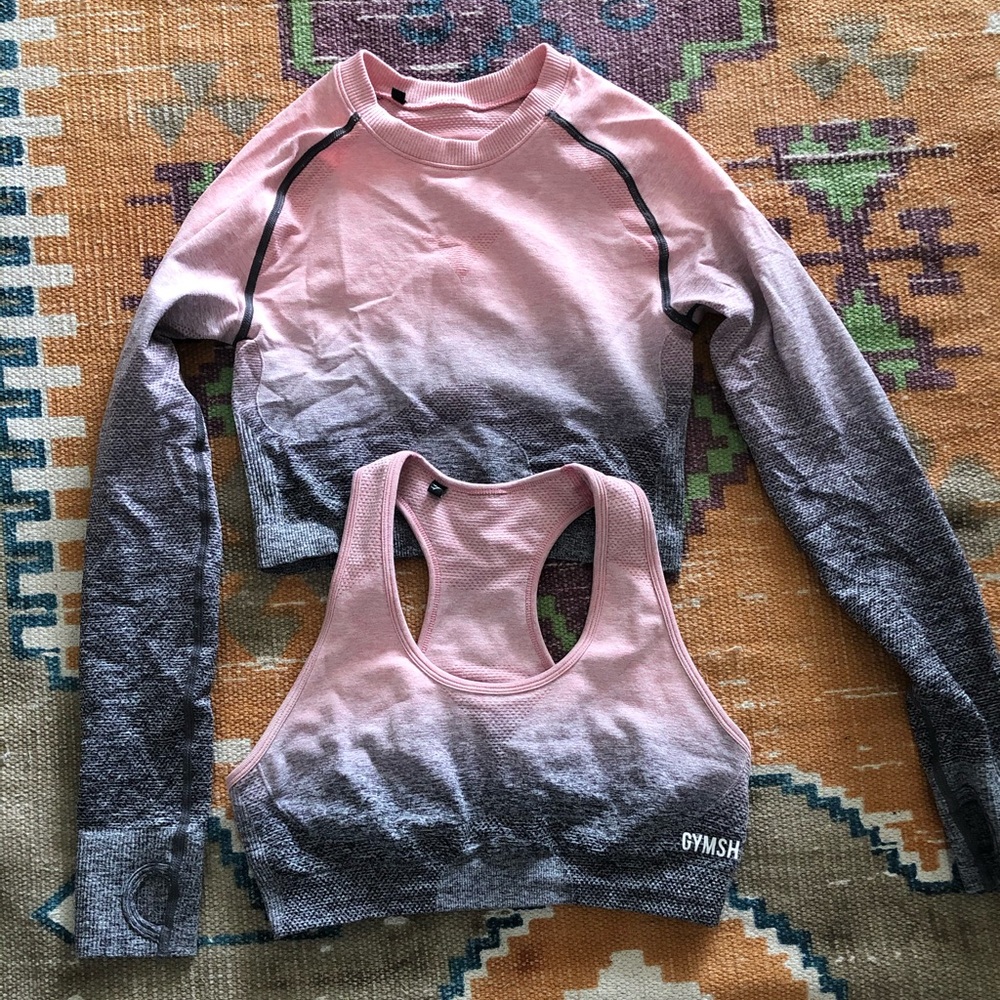 Gymshark seamless long sleeve crop and sports bra